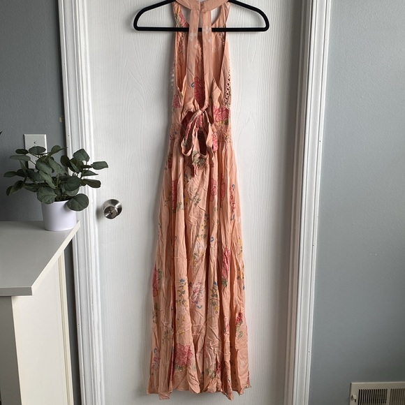 Beautiful Peach Floral High Neck Dress - Picture 6 of 9